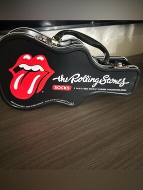the Rolling Stones Black Socks Pack with Red Tongue Logo size 7-12